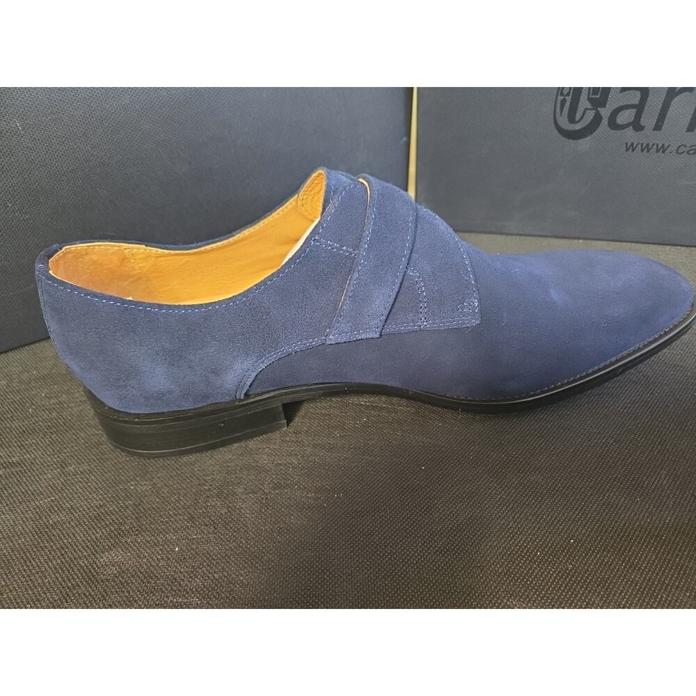 Carrucci Blue Suede Men's Leather Single Buckle Monk Strap Shoes 10.5 D - Picture 8 of 9